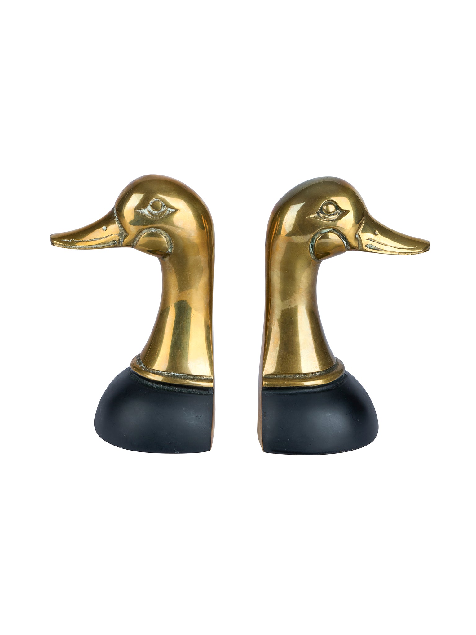 Vintage Brass and Black Mallard Bookends Weston Table