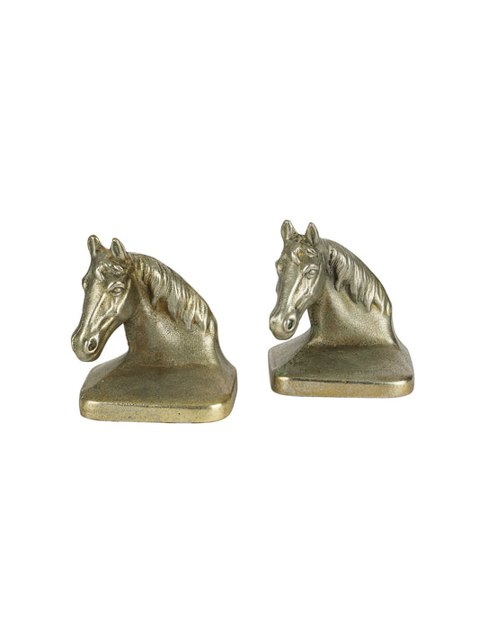 Vintage Brushed Silver Horse Bookends Weston Table