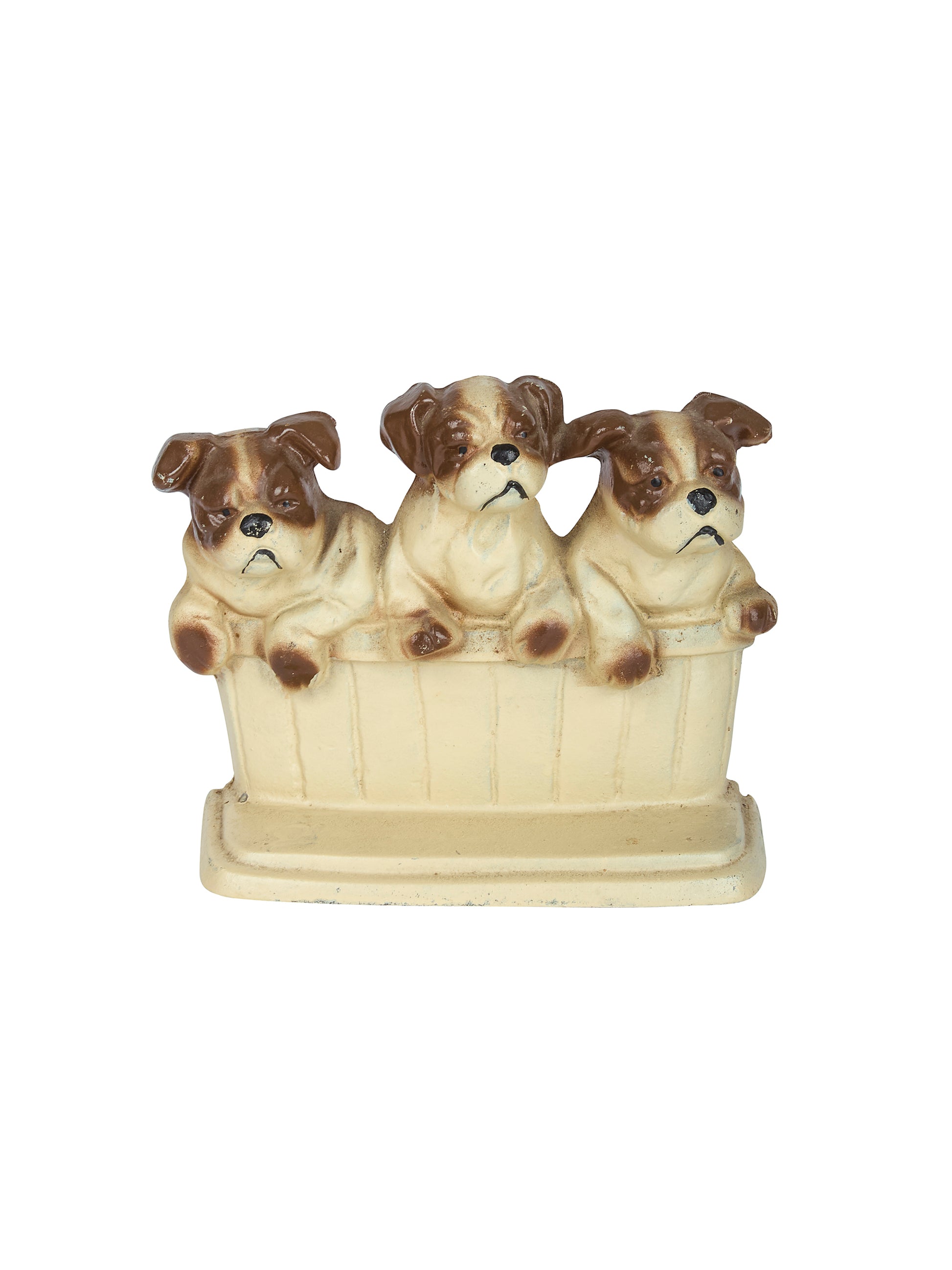 Vintage Bulldog Puppies Cast Iron Doorstop Weston Table