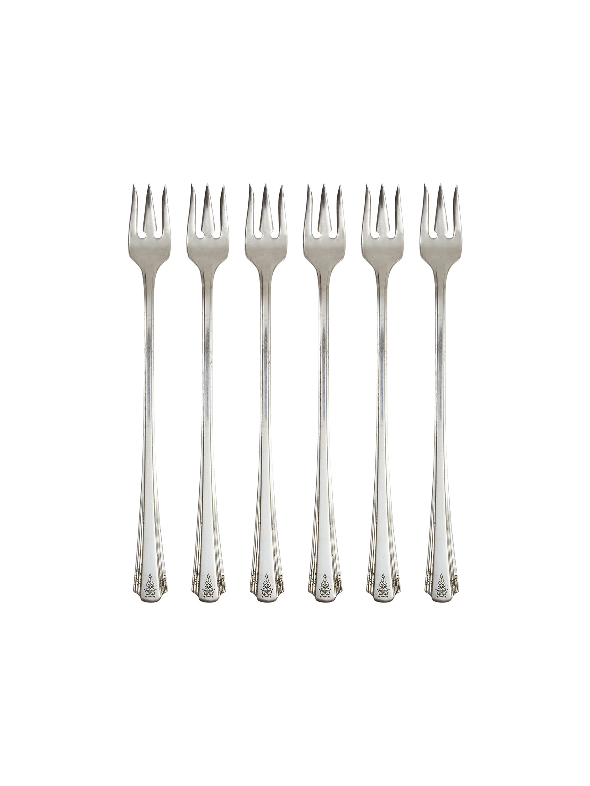 Vintage 1920s Camden Silver Plate Long Cocktail Forks Set of Six Weston Table