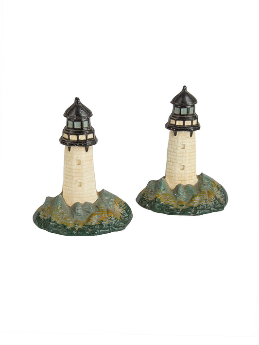 Vintage Cast Iron Lighthouse and Waves Bookends Weston Table