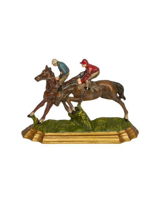 Vintage Cast Iron Race Horse & Jockeys Doorstop Weston Table