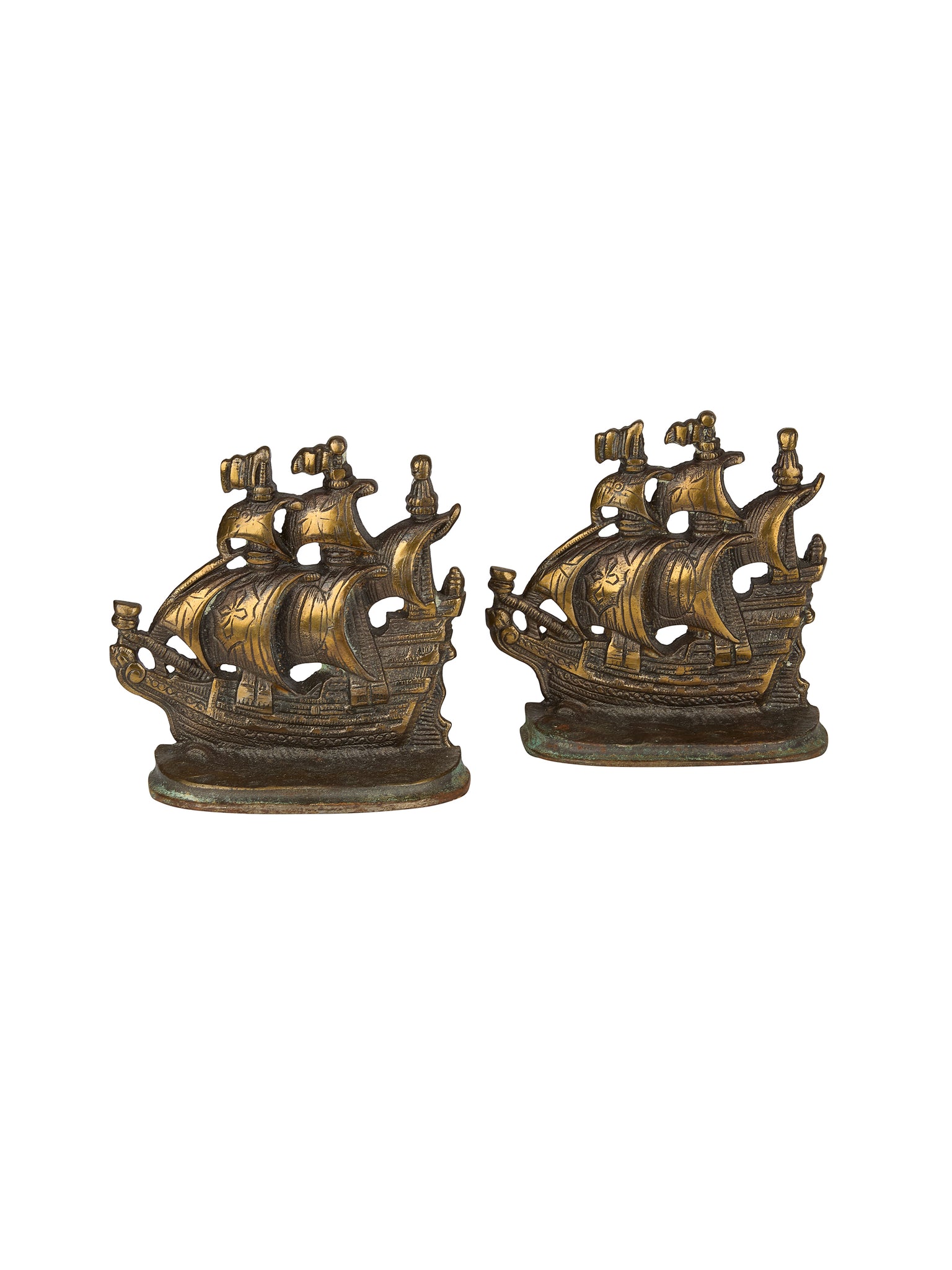 Vintage Cast Iron Santa Maria Ship Bookends Weston Table