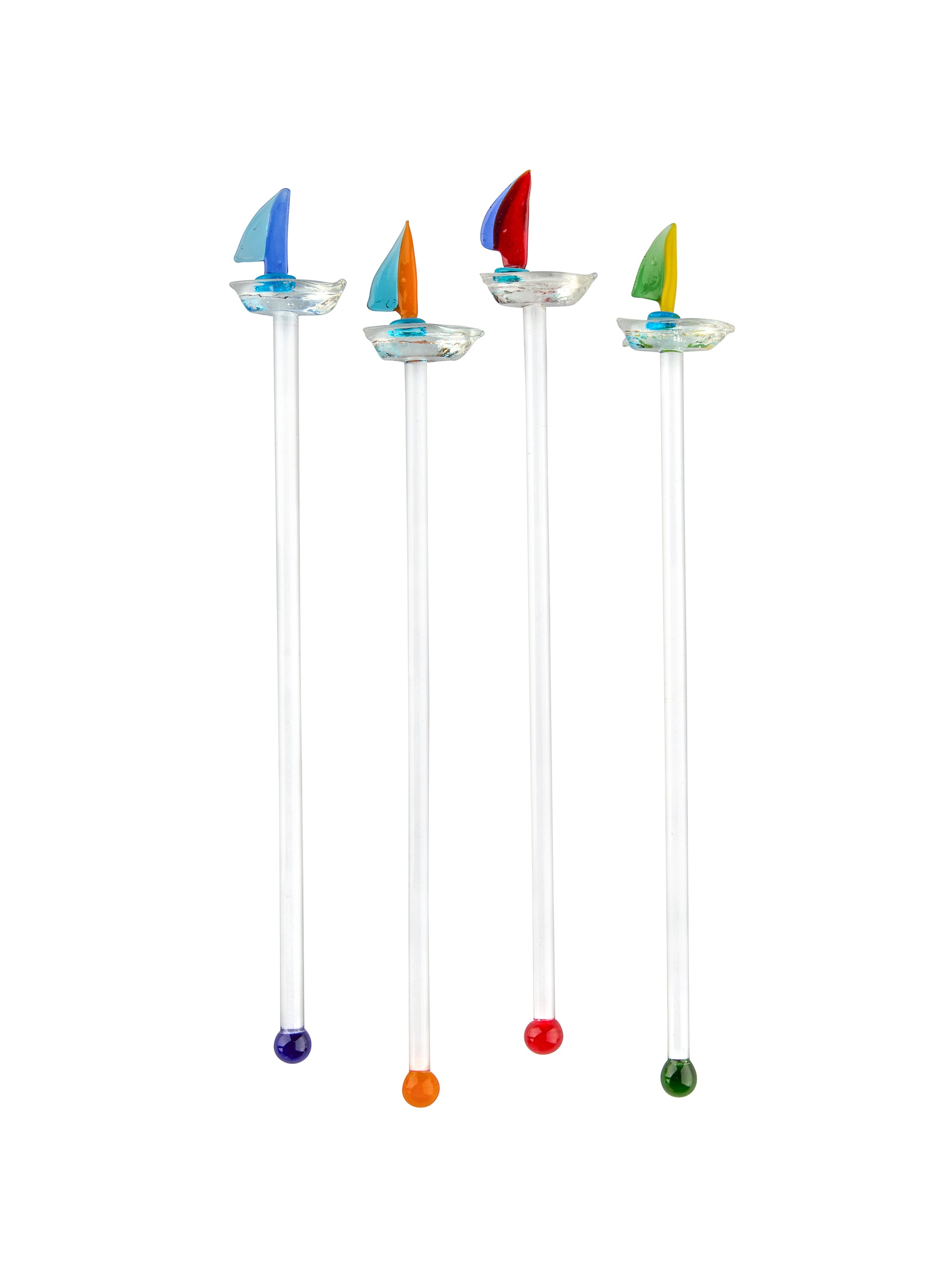 Vintage Cat Boat Glass Swizzle Sticks Weston Table