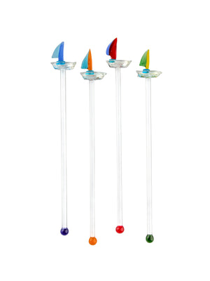 Vintage Cat Boat Glass Swizzle Sticks Weston Table 
