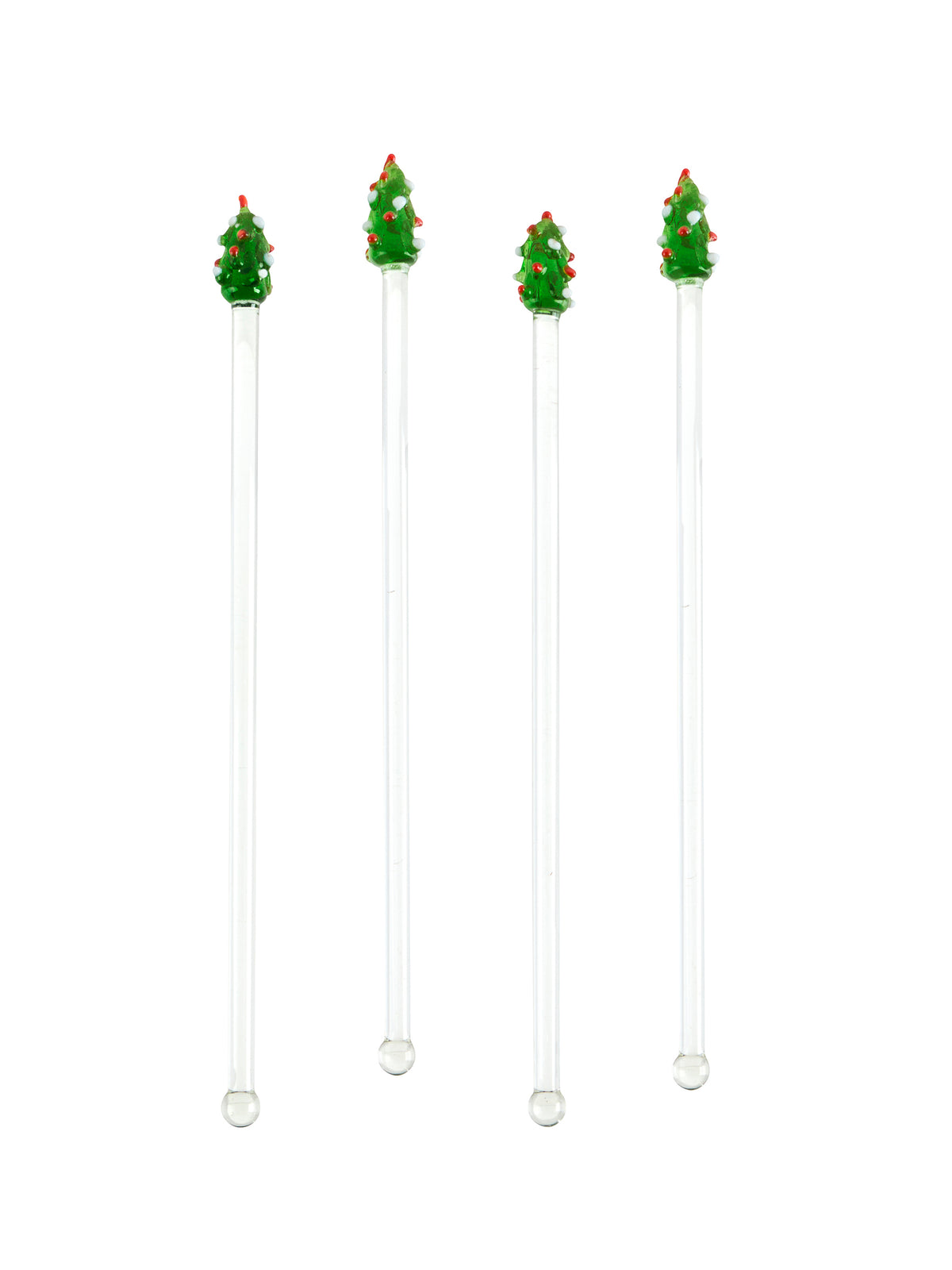 Vintage Christmas Tree Glass Cocktail Stirrers Set of Four Weston Table