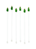 Vintage Christmas Tree Glass Cocktail Stirrers Set of Six Weston Table