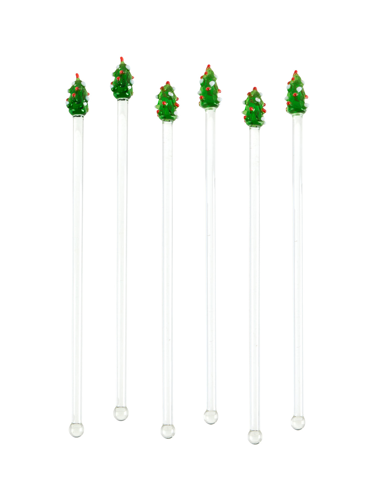 Vintage Christmas Tree Glass Cocktail Stirrers Set of Six Weston Table