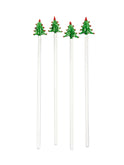 Vintage Christmas Tree Highball Glass Cocktail Stirrers Weston Table
