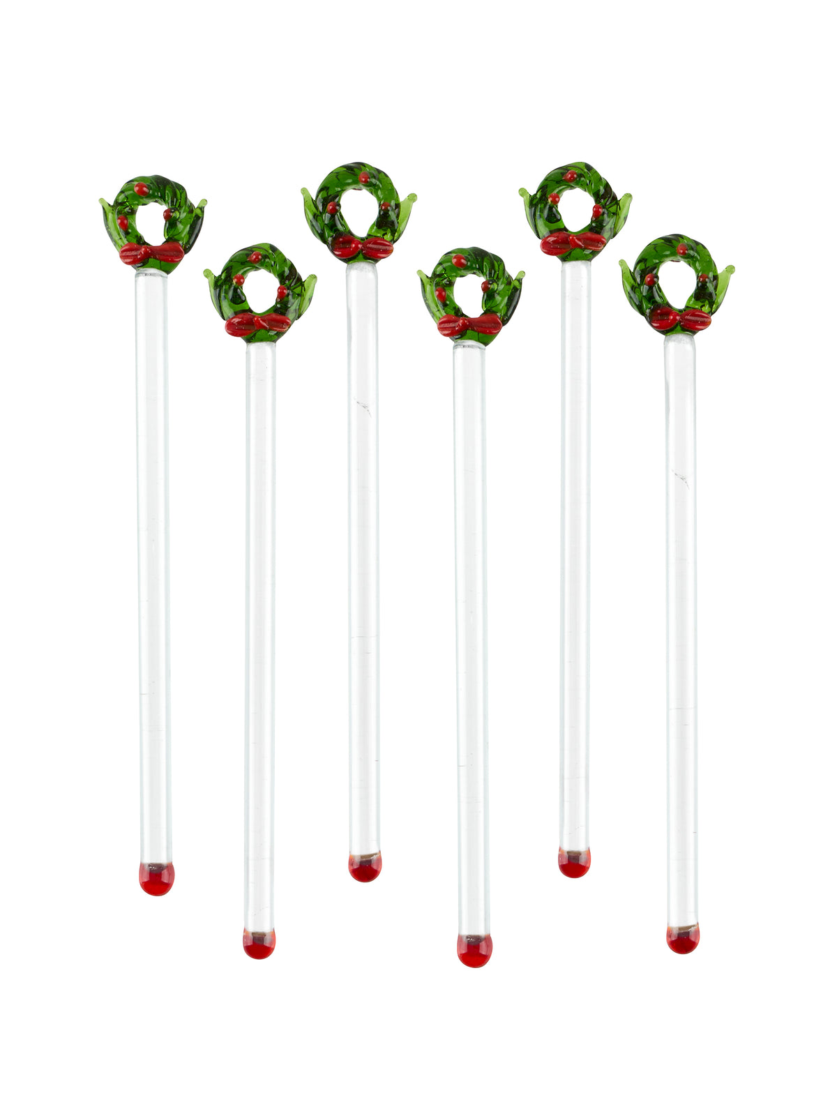 Vintage Christmas Wreath with Red Ribbon Cocktail Stirrers Weston Table
