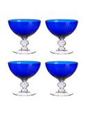 Vintage Cobalt Champagne Coupes with Cut Glass Stem Weston Table