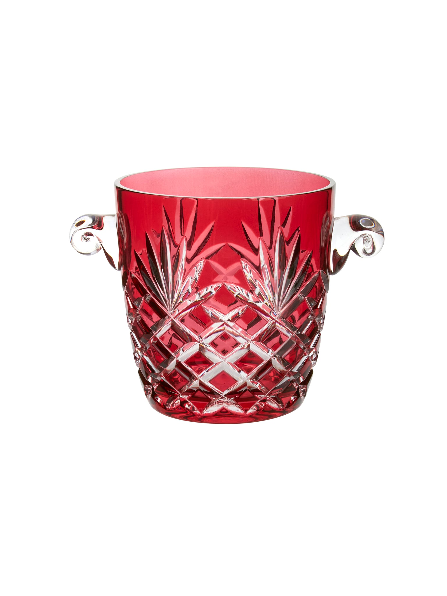 Vintage Cranberry Crystal Ice Bucket Weston Table