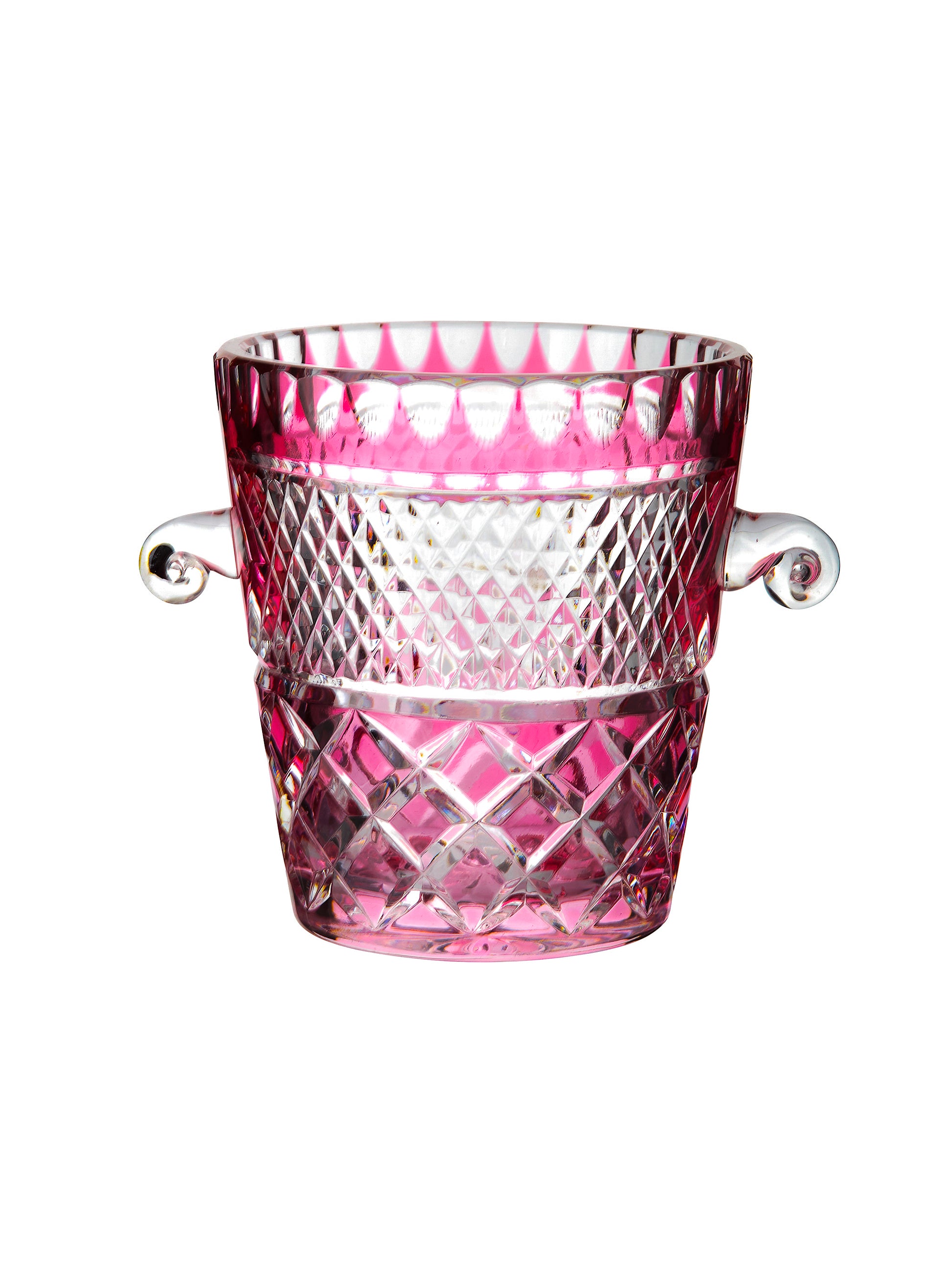 Vintage Cranberry Glass Knob Handled Ice Bucket Weston Table