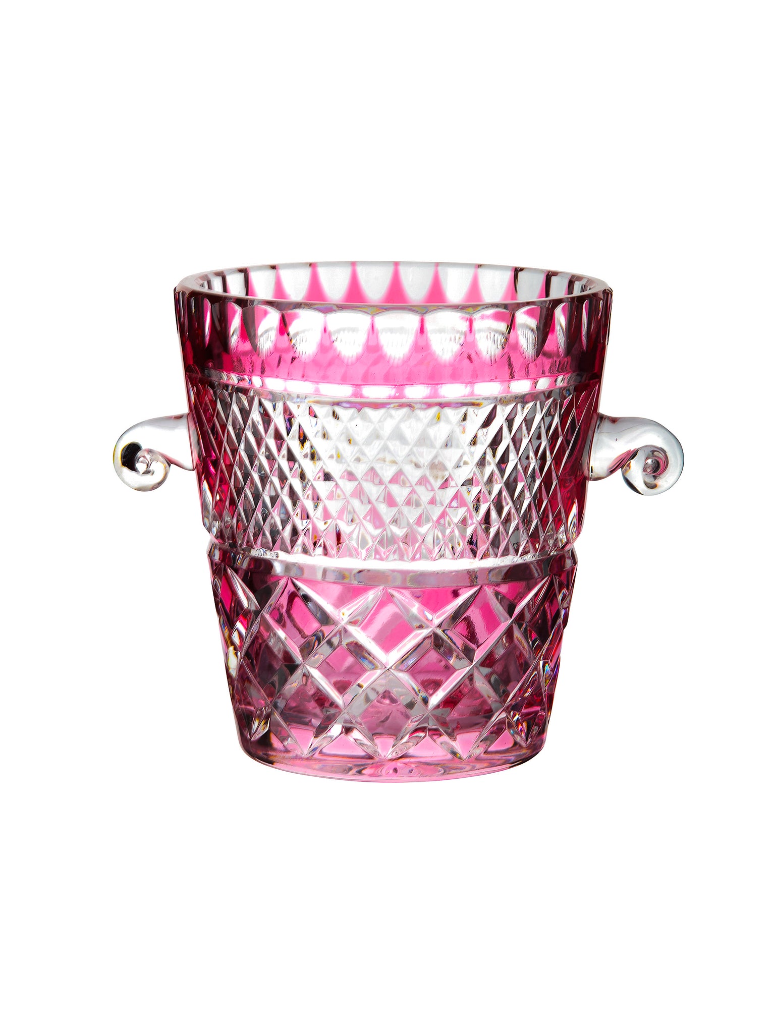 Vintage Cranberry Glass Knob Handled Ice Bucket Weston Table
