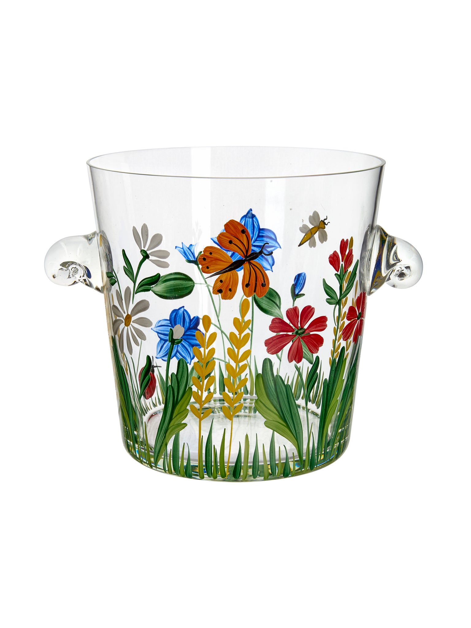 Vintage Crystal Hand Painted Floral Ice Bucket Weston Table