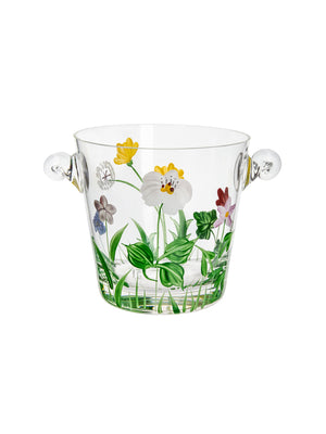  Vintage Crystal Hand Painted Floral Ice Bucket Weston Table 