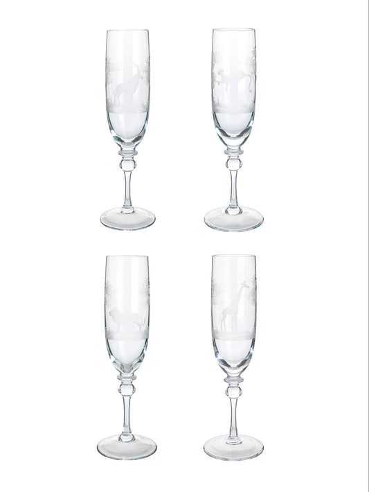 Vintage Crystal Queen Lace Kenya Champagne Flutes Antelope Weston Table
