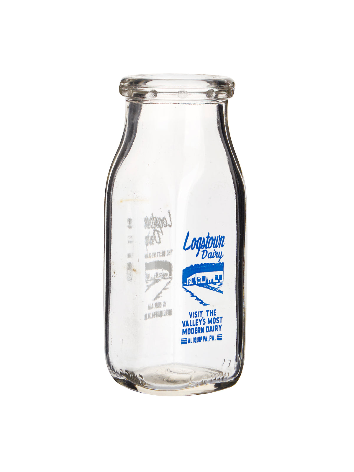 Vintage Dairy Glass Bottle Logstown Dairy Weston Table