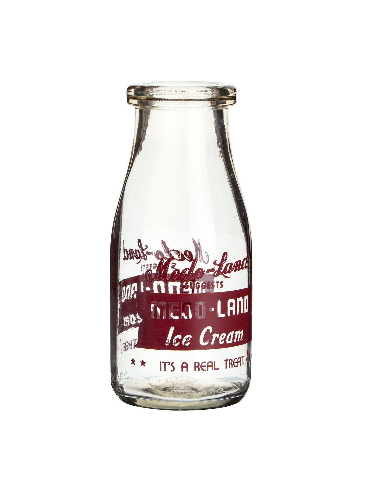 Vintage Dairy Glass Bottle Medo Land Weston Table