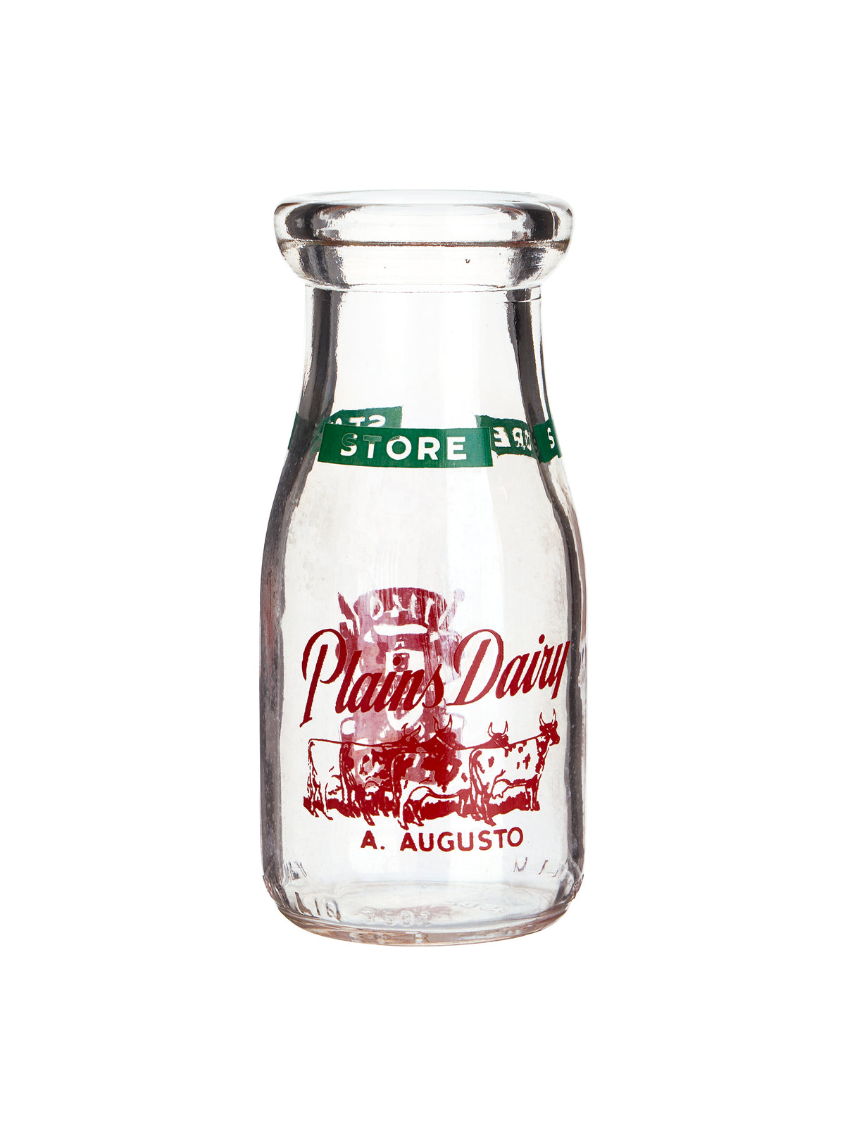 Vintage Dairy Glass Bottle Plains Dairy Weston Table