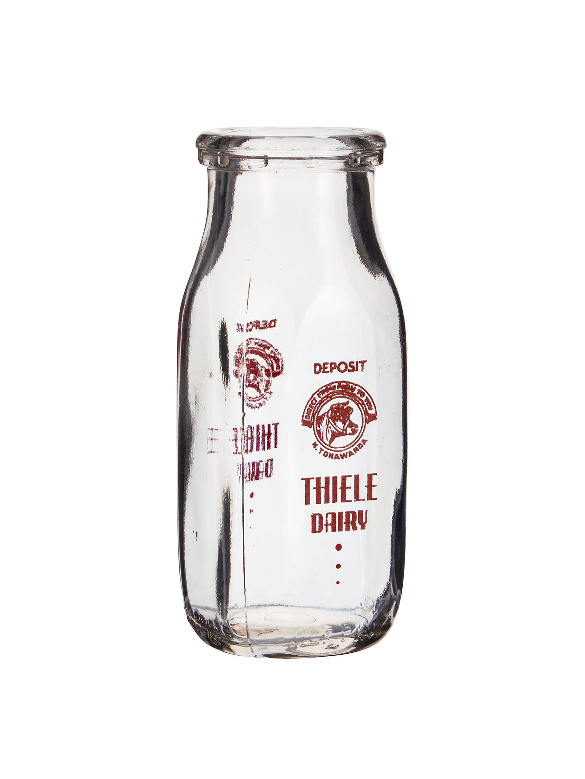 Vintage Dairy Glass Bottle Thiele Dairy Weston Table