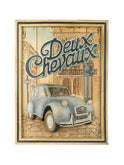 Decorative sign with a vintage car and 'Delux Chevallux' text on a beige background Weston Table