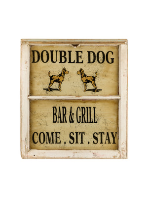  Vintage Double Dog Window Sign Weston Table 