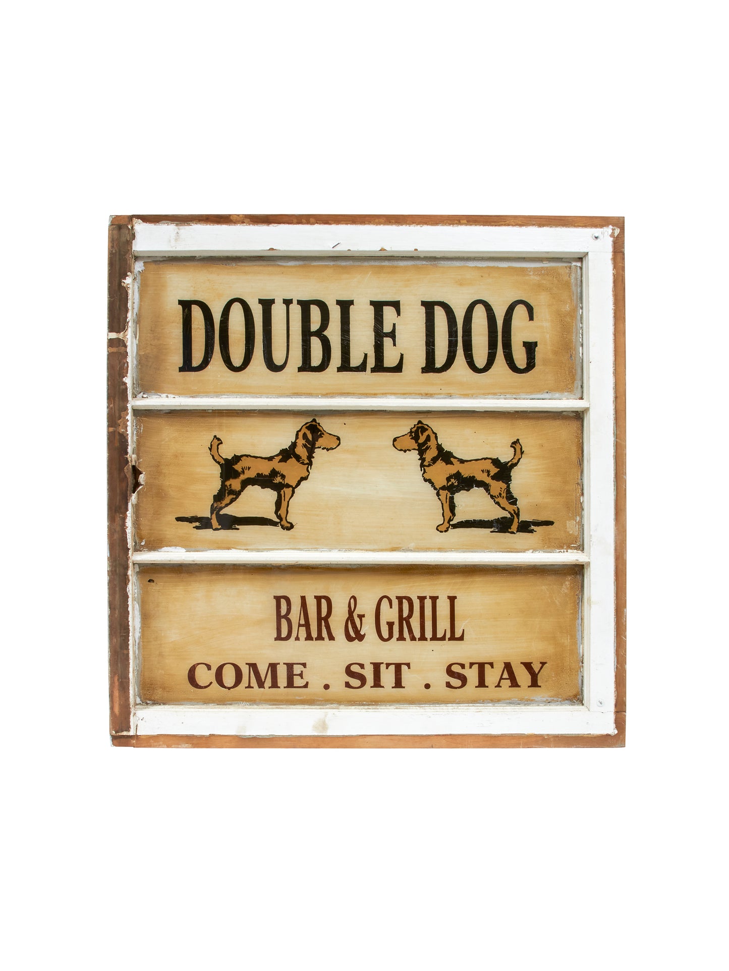 Vintage Double Dog Window Sign Weston Table