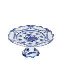 Vintage English Blue Floral Stoneware Dessert Stand Weston Table