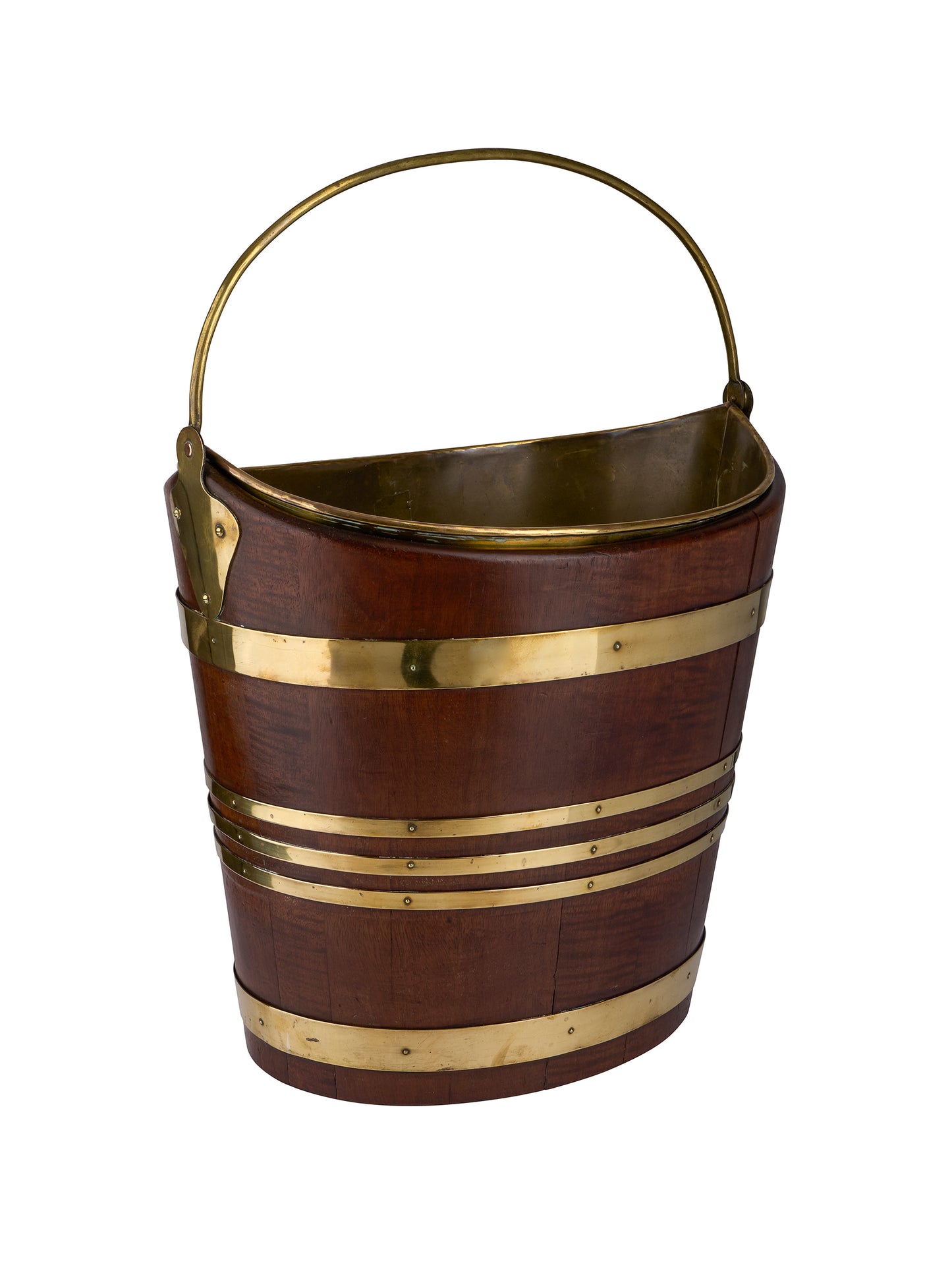 Vintage 19th Century Mahogany and Brass Bound Oyster Bucket