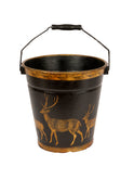 Vintage English Decoupage Black Deer Bucket Four Weston Table