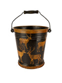 Vintage English Decoupage Black Deer Bucket Three Weston Table