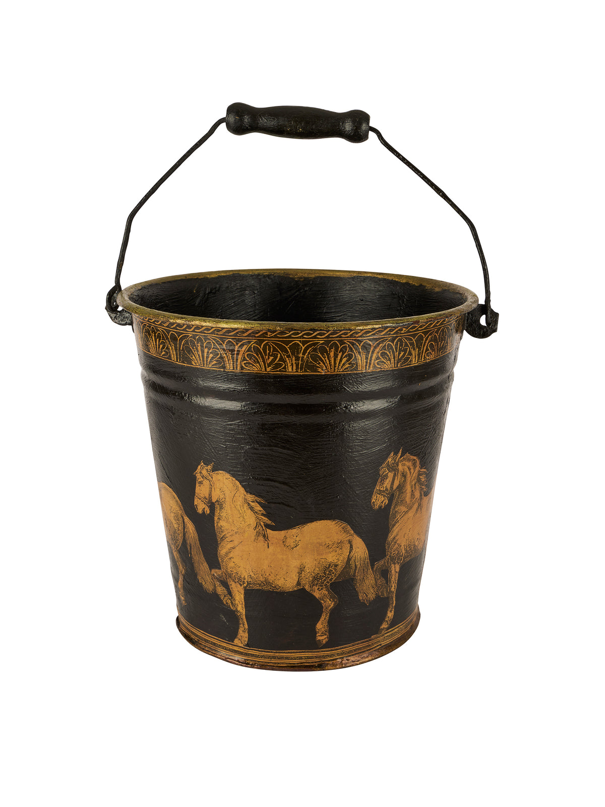 Vintage English Decoupage Black Horse Bucket One Weston Table
