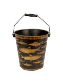 Vintage English Decoupage Black Trout Bucket Five Weston Table