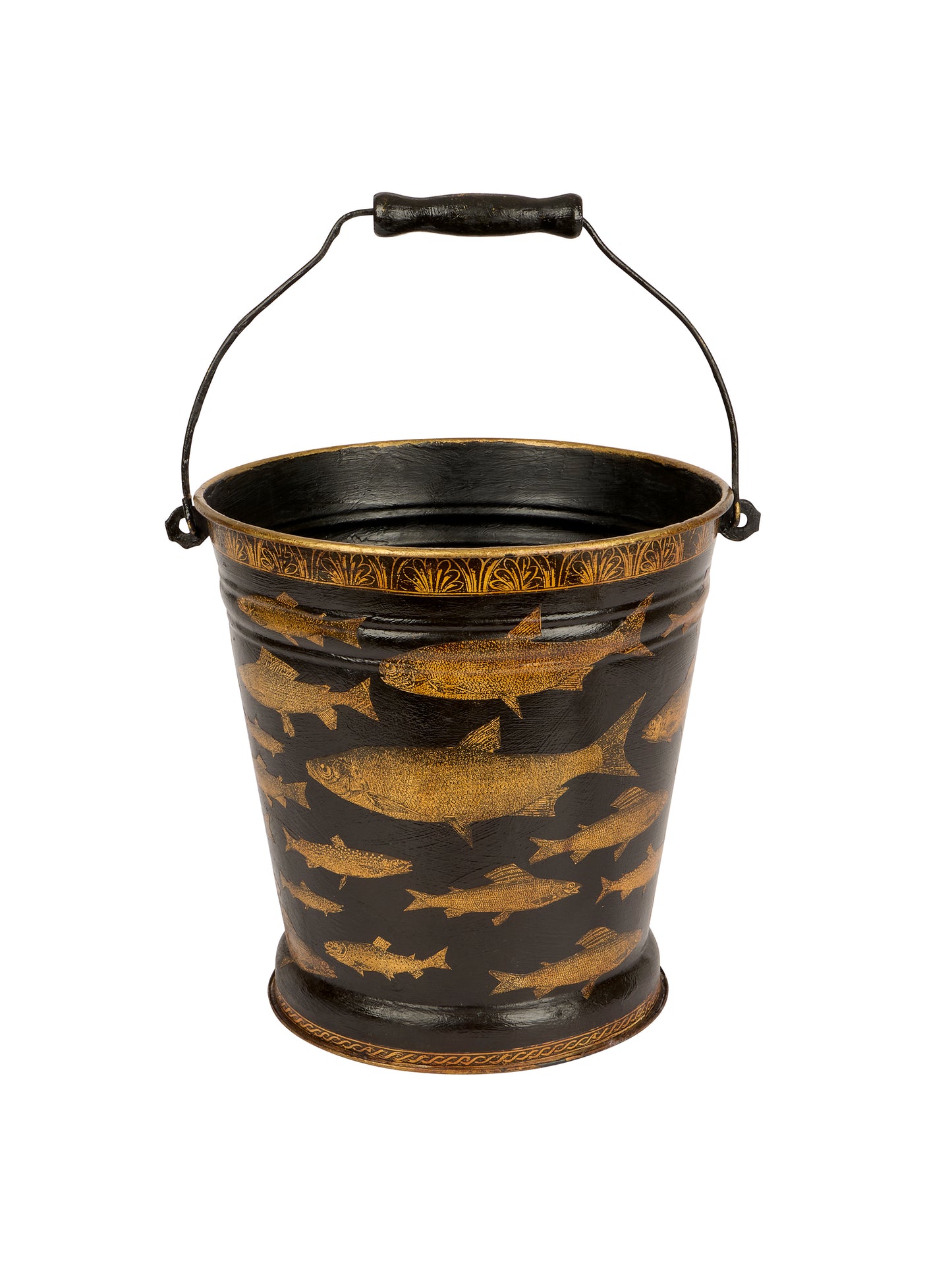 Vintage English Decoupage Black Trout Bucket Four Weston Table