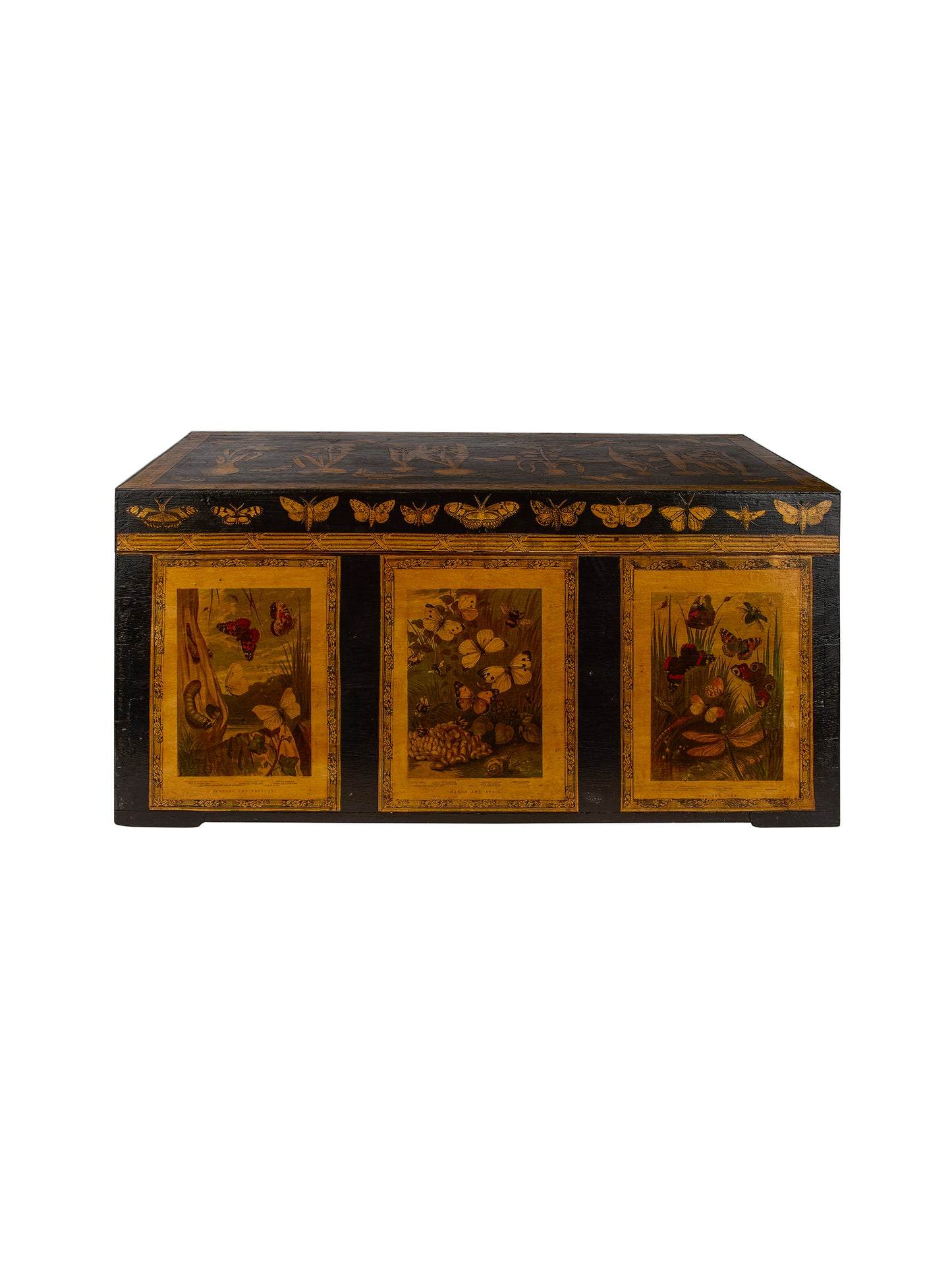 Vintage English Decoupage Butterfly Trunk Weston Table