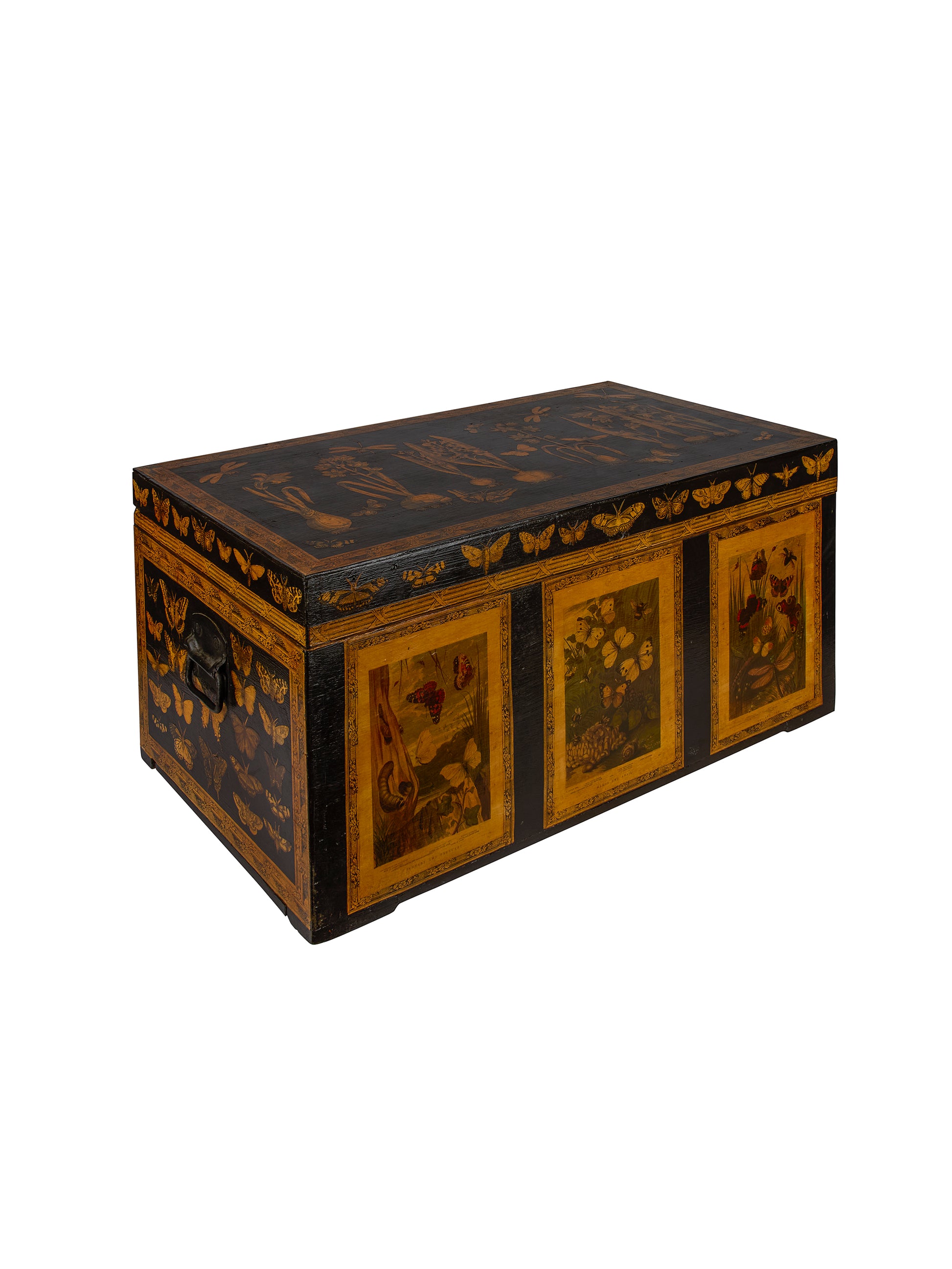 Vintage English Decoupage Butterfly Trunk Weston Table