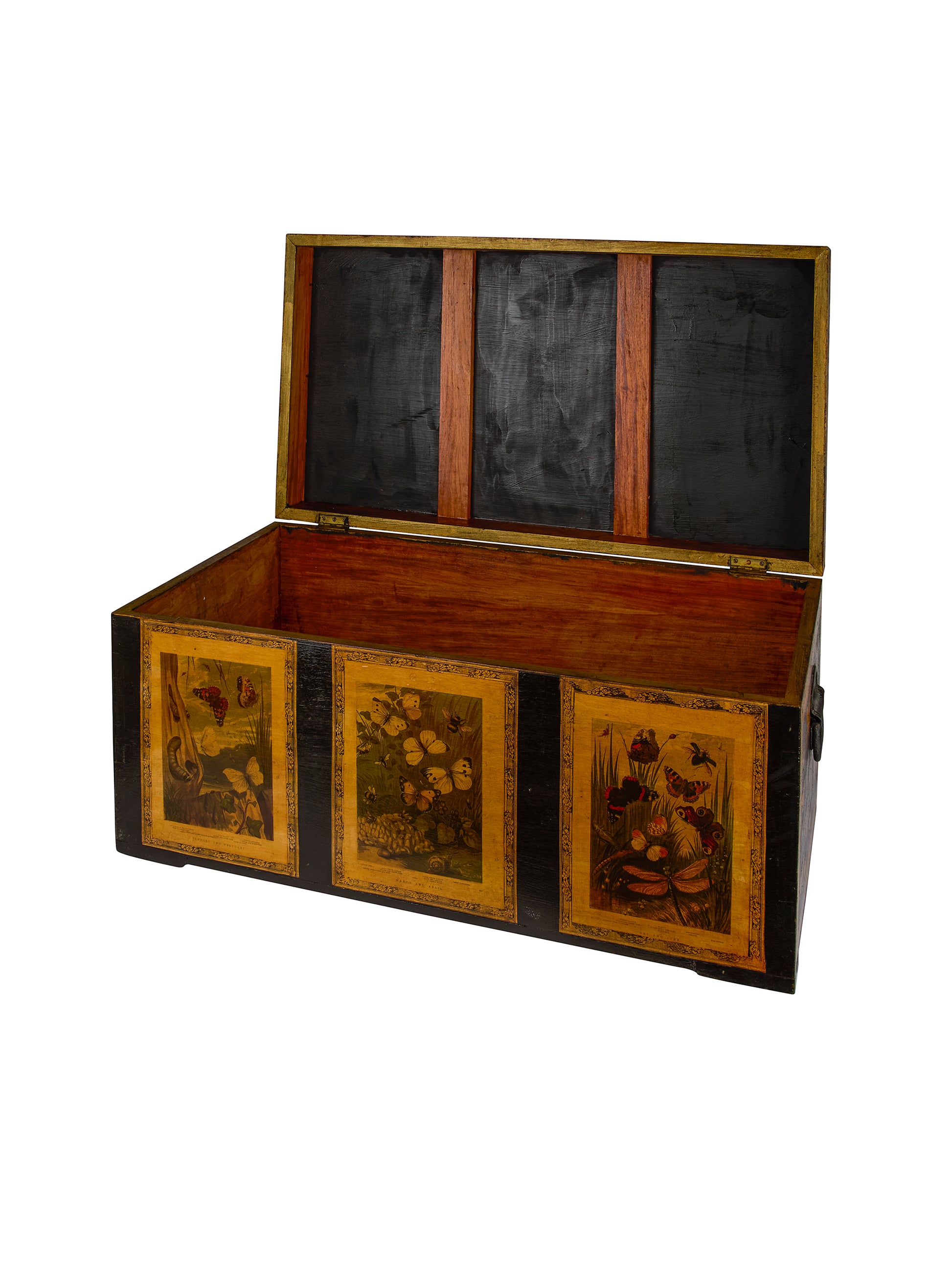 Vintage English Decoupage Butterfly Trunk Weston Table