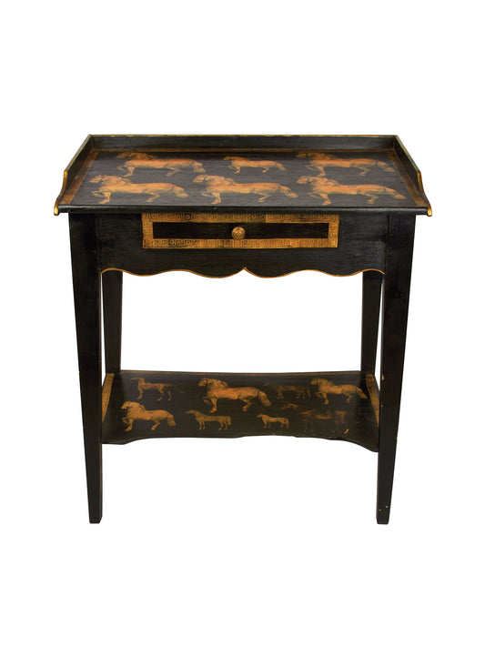 Vintage English Decoupage Equestrian Desk Weston Table