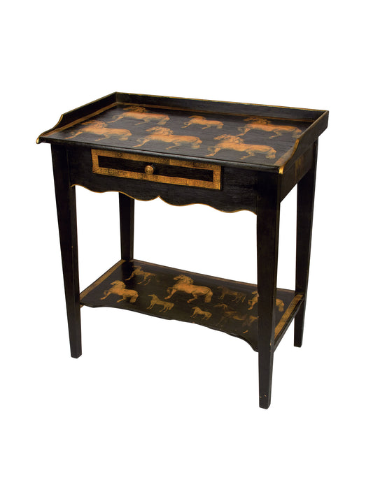 Vintage English Decoupage Equestrian Desk Weston Table