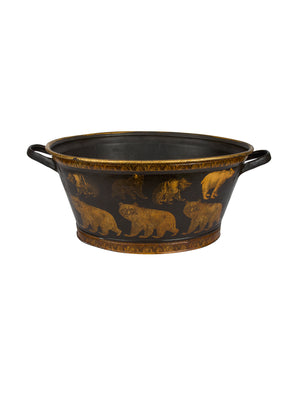  Vintage English Decoupaged Bear Oval Basin Weston Table 