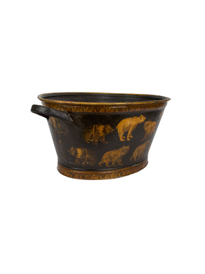  Vintage English Decoupaged Bear Oval Basin Weston Table 