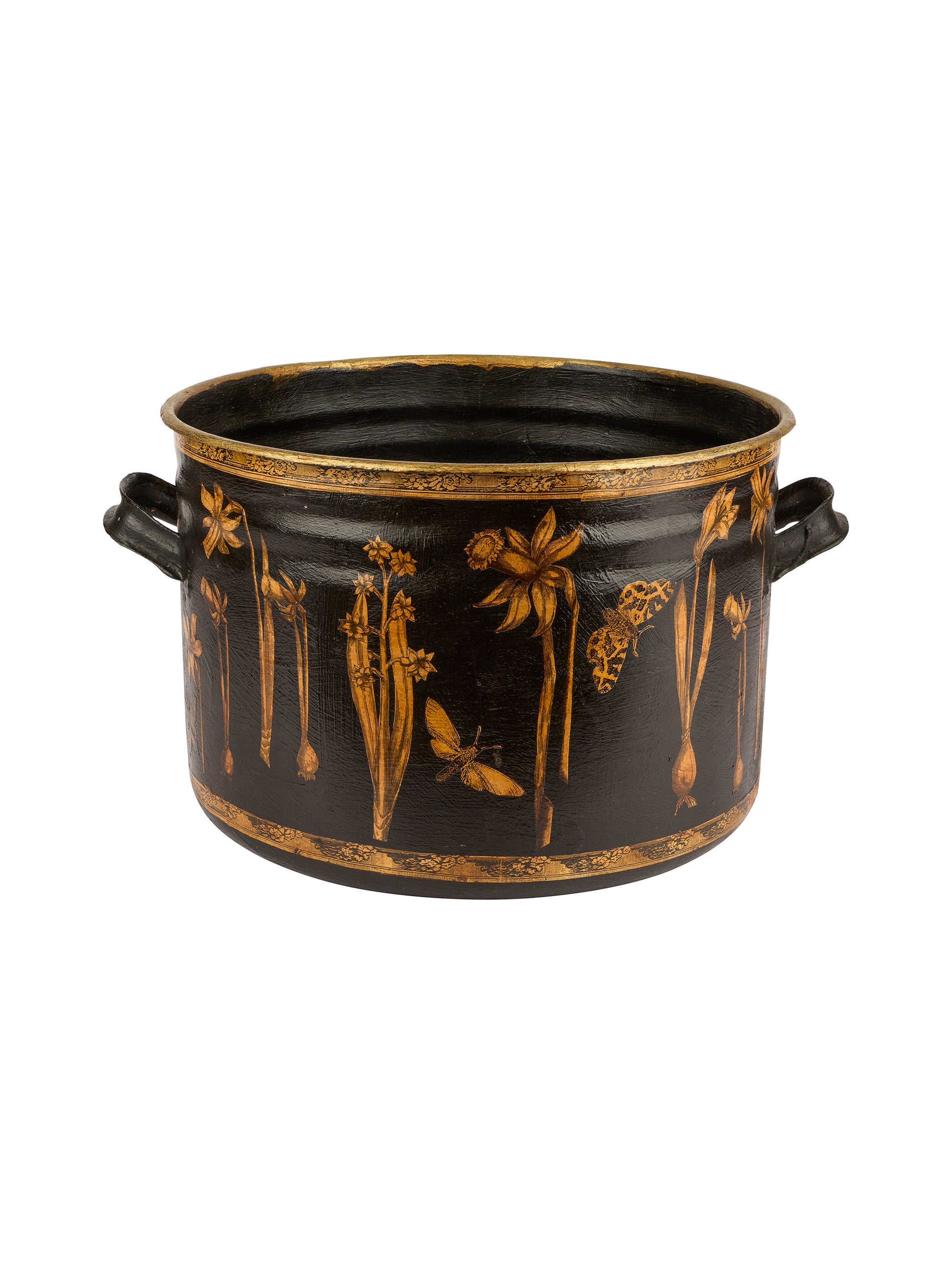 Vintage English Decoupaged Butterfly Round Bucket Weston Table