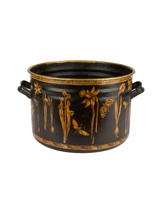 Vintage English Decoupaged Butterfly Round Bucket Weston Table