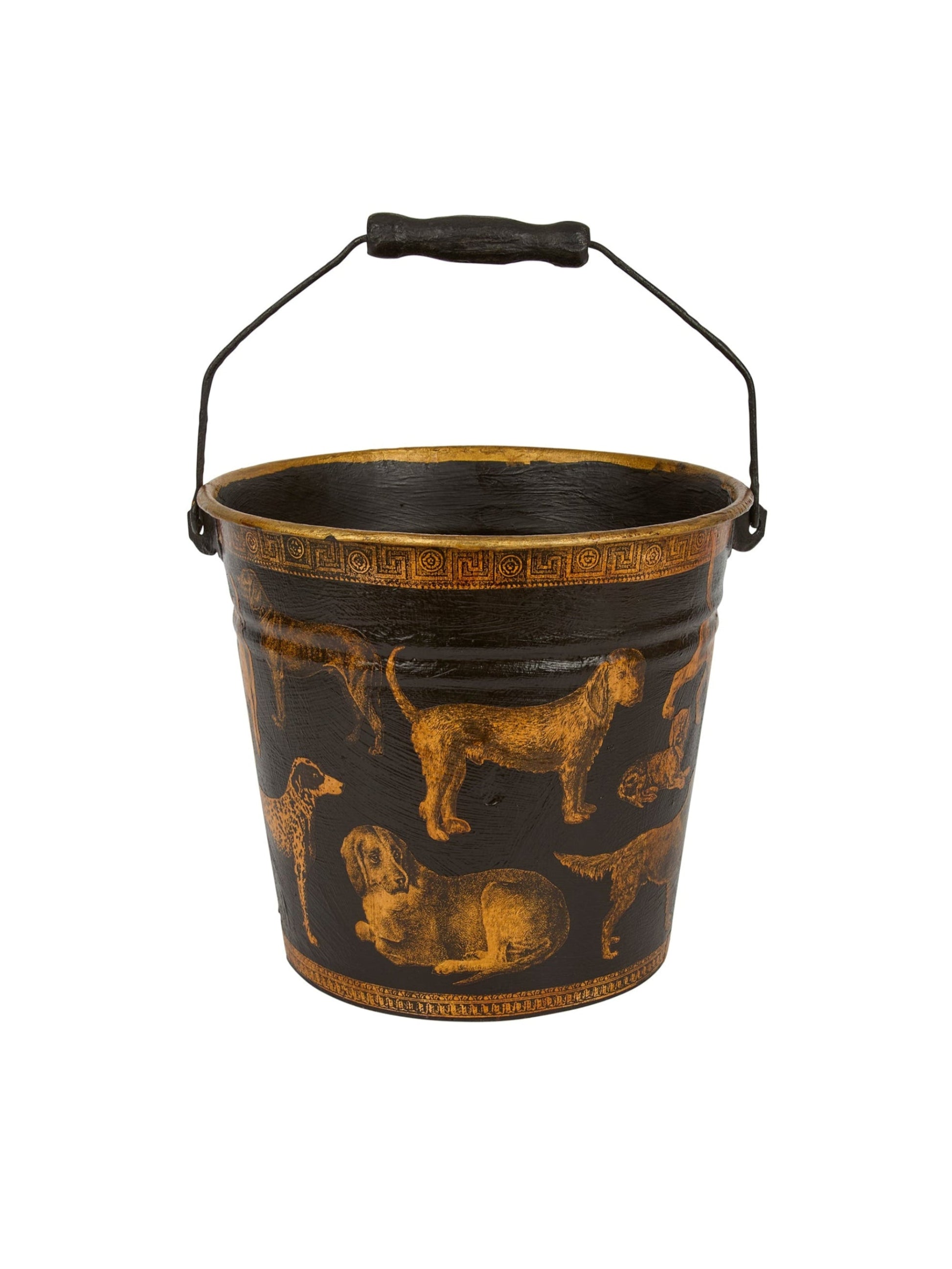 Vintage English Dog Decoupage Bucket Weston Table