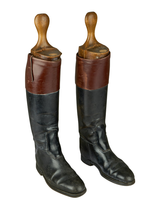 Vintage English Leather Riding Boots Three Weston Table
