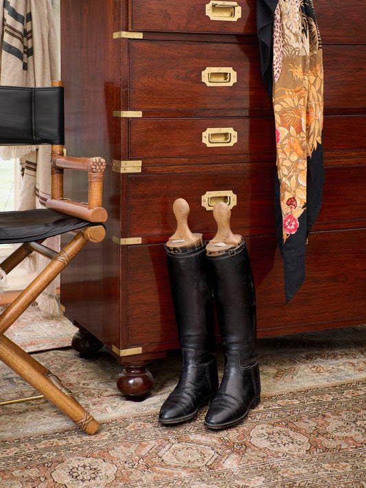 Vintage English Leather Riding Boots Three Weston Table