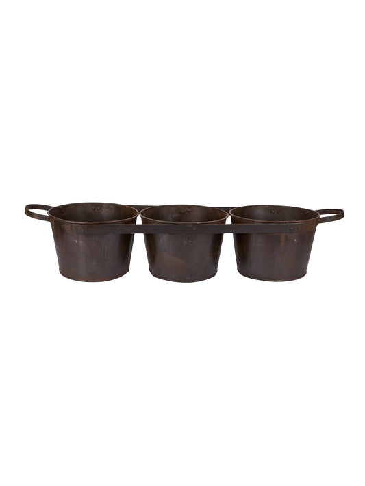 Vintage English Metal Connected Gardening Pots Weston Table