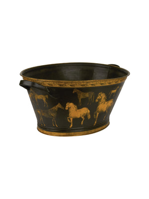  Vintage English Oval Basin with Decoupage Horse Weston Table 
