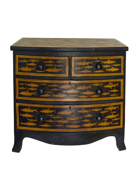 Vintage English Trout Decoupage Chest Weston Table